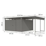 KOVINSKA VRTNA HIŠKA KARIBU OSTEN 4 SIV ALUMINIJ 370X330X215 - slika 2